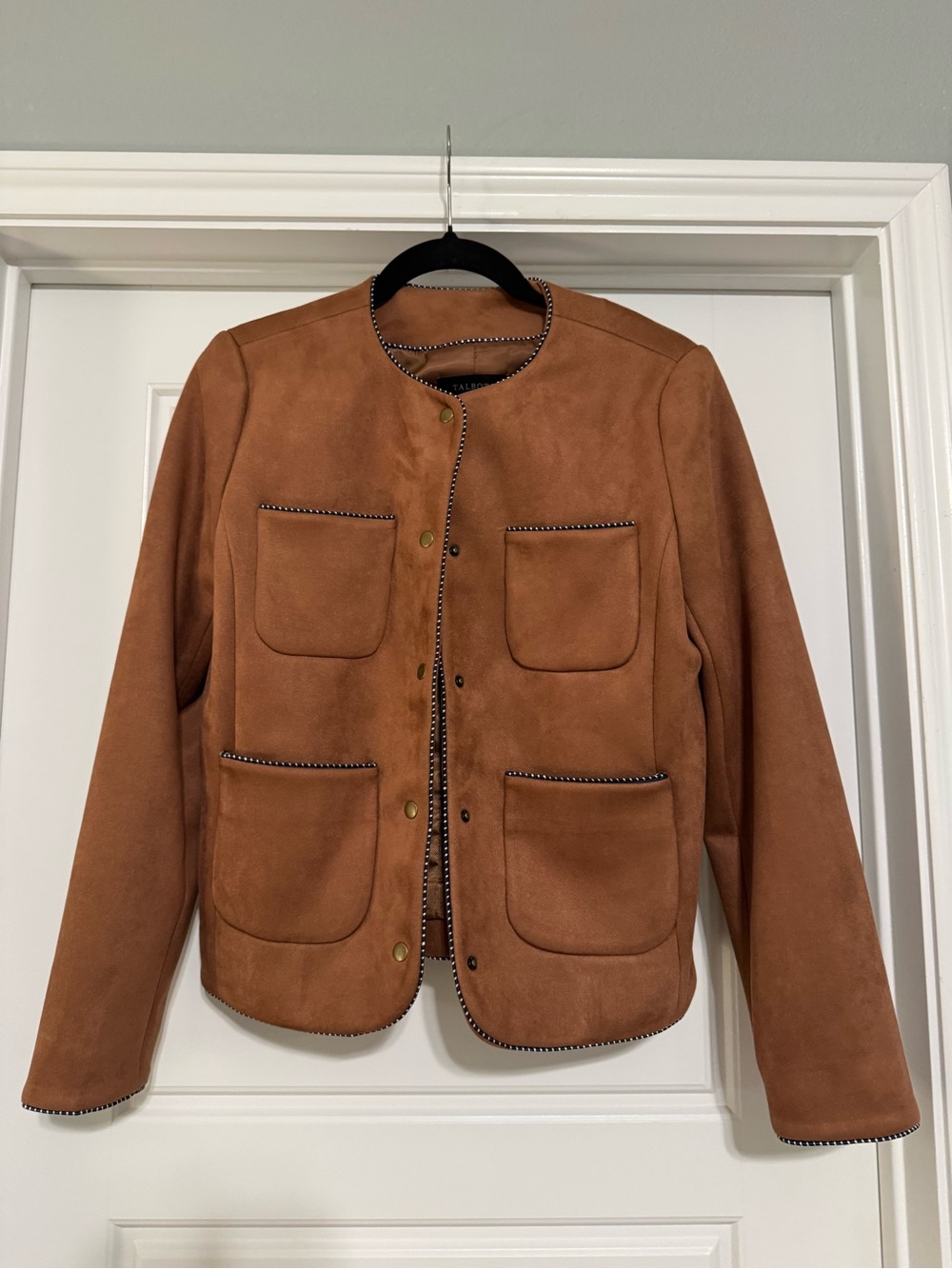 Women's Faux Suede Patch-Pocket Jacket in Cognac